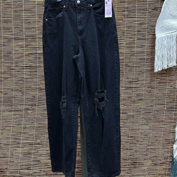 Women's Super-High Rise Distressed Baggy Jeans - Wild Fable* Wash Size 8 - Picture 2 of 3